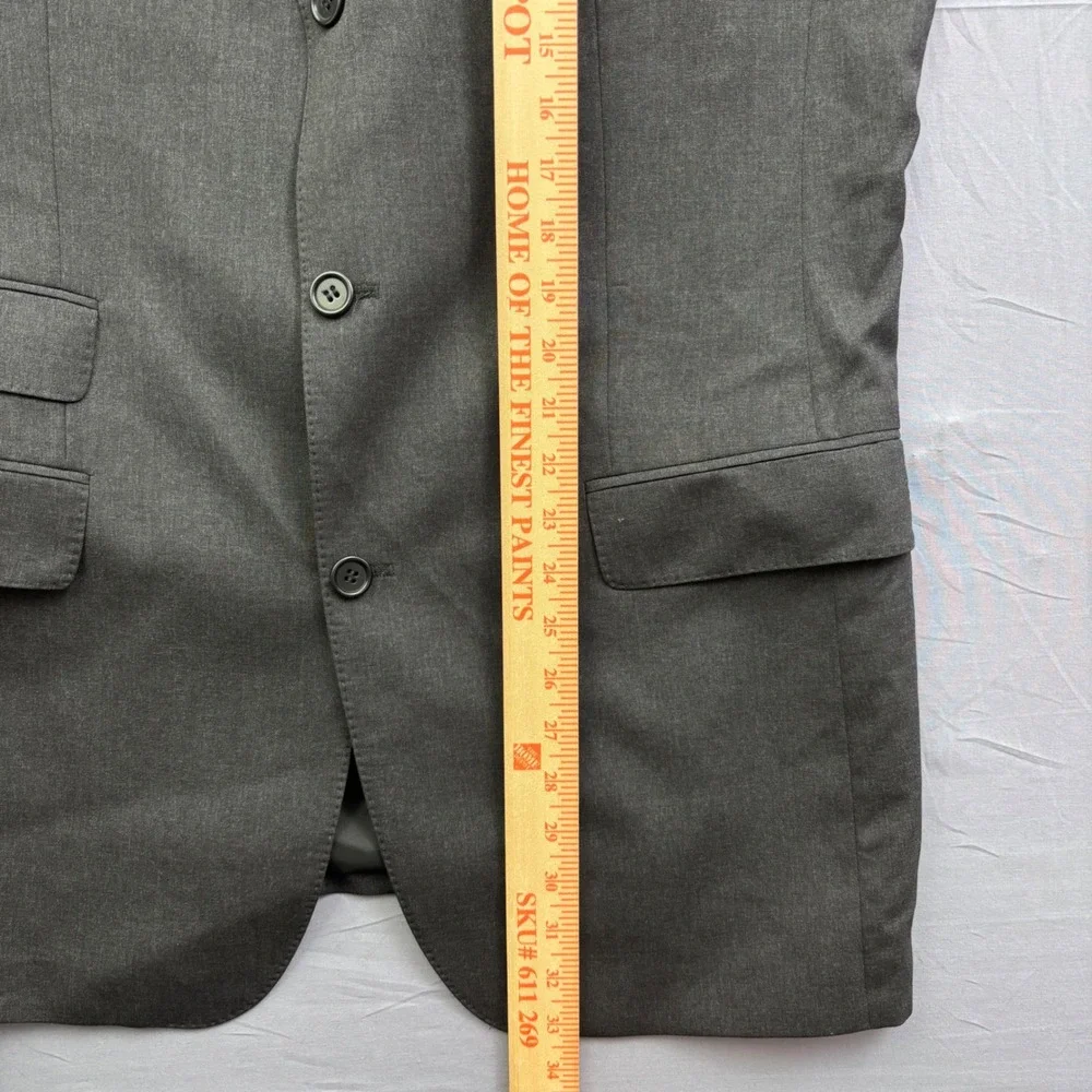 Linus Hamburg Berlin Mens Charcoal Gray 3-Button Blazer Jacket Ticket Pocket